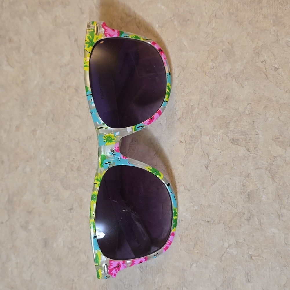 Floral pink, blue, green, and yellow sunglasses